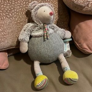 Moulin roty Les Pachats soft toy mouse grey green